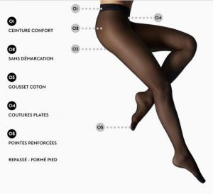 COLLANT SEMI-OPAQUE SATINE 30D NEARLY BLACK