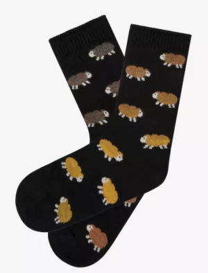 CHAUSSETTE MOTIF MOUTONS 500/NOIR